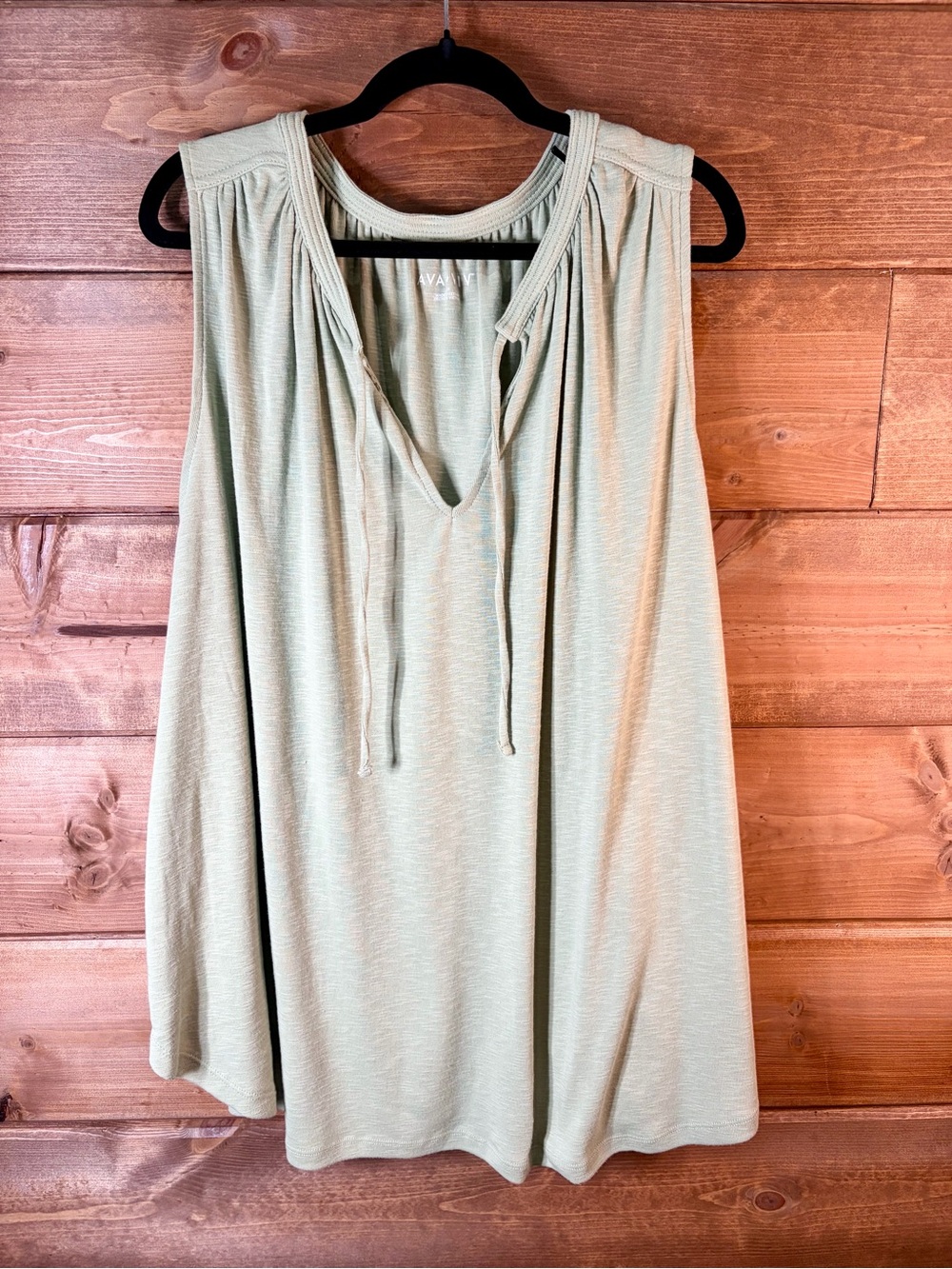 Ava & Viv Light Sage Sleeveless Tie-Front Tunic Tank Top Size 2X